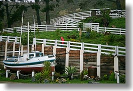 boats, california, fences, gorda, horizontal, west coast, western usa, white, photograph