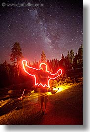 california, flashlight, flashlight painting, galaxy, kings canyon, light streaks, long exposure, milky way, nite, outline, stars, vertical, west coast, western usa, photograph