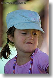baseball cap, california, childrens, clothes, emotions, girls, hats, kings canyon, people, smiles, vertical, west coast, western usa, photograph