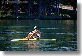 california, horizontal, kings canyon, lakes, men, raft, west coast, western usa, photograph