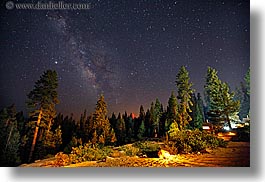california, galaxy, horizontal, illuminated, kings canyon, long exposure, milky way, nite, paths, stars, trees, west coast, western usa, photograph