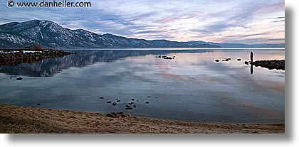 california, dusk, horizontal, lake tahoe, lakes, panoramic, snow, sunsets, west coast, western usa, photograph