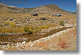 barn, california, horizontal, lee vining, old, stream, west coast, western usa, photograph