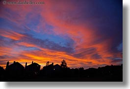 california, clouds, greenbrae, horizontal, houses, marin, marin county, north bay, northern california, silhouettes, sunsets, west coast, western usa, photograph