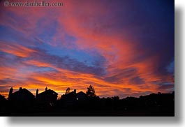 california, clouds, greenbrae, horizontal, houses, marin, marin county, north bay, northern california, silhouettes, sunsets, west coast, western usa, photograph