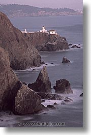 california, coastline, lighthouses, marin, marin county, north bay, northern california, pacific ocean, point bonita, rocks, san francisco bay area, scenics, vertical, water, west coast, western usa, photograph