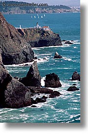 bonita, california, coastline, days, lighthouses, marin, marin county, north bay, northern california, pacific ocean, point, point bonita, san francisco bay area, scenics, vertical, water, west coast, western usa, photograph