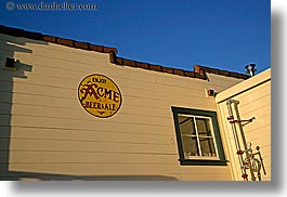 acme, ale, beers, california, colors, horizontal, marin, marin county, nicks cove, north bay, northern california, signs, tomales bay, west coast, western usa, yellow, photograph