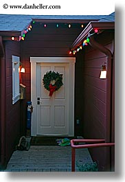 california, christmas, doors, events, lights, marin, marin county, nicks cove, north bay, northern california, tomales bay, vertical, west coast, western usa, wreath, photograph