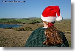 animals, california, christmas, colors, cows, events, green, hats, horizontal, jills, marin, marin county, north bay, northern california, people, red, santa, tomales bay, west coast, western usa, womens, photograph