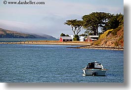 bay, blues, boats, california, colors, horizontal, houses, marin, marin county, nature, north bay, northern california, tomales, tomales bay, transportation, water, west coast, western usa, photograph