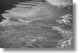 black and white, california, horizontal, marin, marin county, north bay, northern california, rodeo, rodeo beach, san francisco bay area, surfers, waves, west coast, western usa, photograph