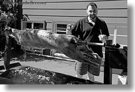 black and white, california, food kitchen, horizontal, lamb, marin, marin county, north bay, northern california, petes, spit, stinson beach, wedding, west coast, western usa, photograph