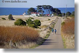 buildings, california, days, horizontal, joggers, light house, lighthouses, mendocino, roads, structures, west coast, western usa, photograph