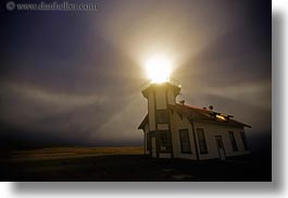 buildings, california, fog, glow, horizontal, lighthouses, lights, long exposure, mendocino, nature, nite, structures, west coast, western usa, photograph