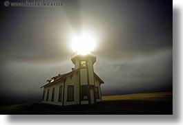 buildings, california, fog, glow, horizontal, lighthouses, lights, long exposure, mendocino, nature, nite, structures, west coast, western usa, photograph