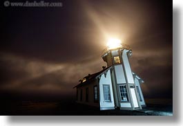 buildings, burst, california, flash, fog, glow, horizontal, lighthouses, lights, long exposure, mendocino, nature, nite, structures, west coast, western usa, photograph