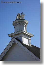 california, landmarks, mendocino, roofs, statues, vertical, west coast, western usa, photograph