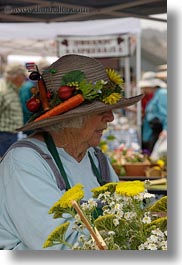 california, clothes, flowers, gardeners, hats, mendocino, nature, people, senior citizen, vertical, wearing, west coast, western usa, womens, photograph