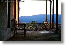 benches, california, horizontal, hotels, nipton, porch, west coast, western usa, photograph