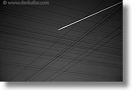 black and white, california, horizontal, nipton, planes, trails, west coast, western usa, wires, photograph