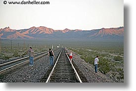 california, horizontal, nipton, tracks, trains, walking, west coast, western usa, photograph