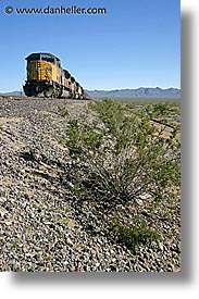 california, nipton, trains, vertical, west coast, western usa, yellow, photograph