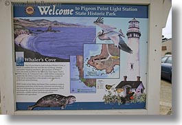 california, horizontal, lighthouses, pigeon point lighthouse, signs, west coast, western usa, photograph