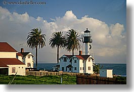 cabrillo national park, california, clouds, horizontal, lighthouses, nature, ocean, palm trees, san diego, sky, water, west coast, western usa, photograph