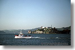 alcatraz, california, horizontal, san francisco, tug, west coast, western usa, photograph