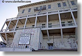 alcatraz, california, horizontal, indians, san francisco, signs, welcome, west coast, western usa, photograph