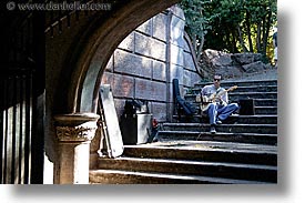 california, golden gate park, guitarist, horizontal, park, san francisco, tunnel, west coast, western usa, photograph