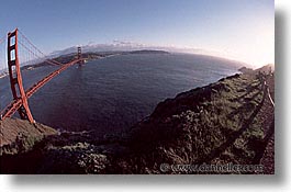 abstracts, bridge, california, fisheye, golden gate, golden gate bridge, horizontal, national landmarks, san francisco, west coast, western usa, photograph