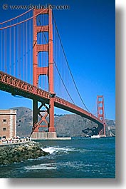 bridge, california, fort, ft point, golden gate, golden gate bridge, national landmarks, point, san francisco, vertical, views, west coast, western usa, photograph