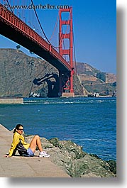 bridge, california, fort, ft point, golden gate, golden gate bridge, national landmarks, point, san francisco, vertical, west coast, western usa, womens, photograph