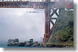 bridge, california, gate house, gates, golden gate, golden gate bridge, horizontal, houses, national landmarks, san francisco, west coast, western usa, photograph