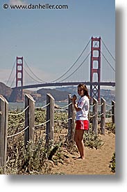 bridge, california, golden gate, golden gate bridge, hiking, lauren, national landmarks, san francisco, vertical, west coast, western usa, photograph