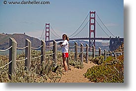 bridge, california, golden gate, golden gate bridge, hiking, horizontal, lauren, national landmarks, san francisco, west coast, western usa, photograph