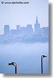 bridge, california, foggy, golden gate, lampposts, lamps, national landmarks, san francisco, vertical, west coast, western usa, photograph