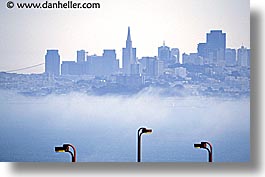 bridge, california, foggy, golden gate, golden gate bridge, horizontal, lampposts, lamps, national landmarks, san francisco, west coast, western usa, photograph