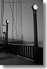 bridge, california, golden gate, golden gate bridge, lampposts, lamps, national landmarks, san francisco, vertical, west coast, western usa, photograph