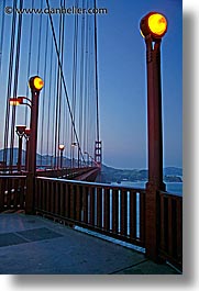 bridge, california, golden gate, golden gate bridge, lampposts, lamps, national landmarks, san francisco, vertical, west coast, western usa, photograph