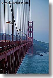 bridge, california, golden gate, golden gate bridge, lampposts, lamps, national landmarks, san francisco, slow exposure, vertical, west coast, western usa, photograph
