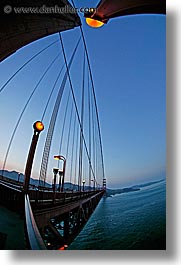 bridge, california, fisheye lens, golden gate, golden gate bridge, lampposts, lamps, national landmarks, san francisco, vertical, west coast, western usa, photograph