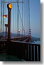 bridge, california, golden gate, golden gate bridge, lampposts, lamps, national landmarks, san francisco, vertical, west coast, western usa, photograph