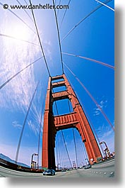 bridge, california, fisheye, golden gate, golden gate bridge, looking, looking up, national landmarks, san francisco, vertical, west coast, western usa, photograph