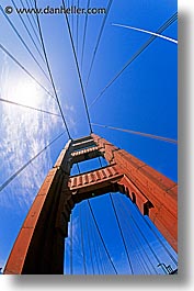 bridge, california, fisheye, golden gate, golden gate bridge, looking, looking up, national landmarks, san francisco, vertical, west coast, western usa, photograph