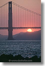 bridge, california, golden gate, golden gate bridge, national landmarks, san francisco, sunsets, vertical, west coast, western usa, photograph