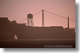 alcatraz, bridge, california, golden gate, golden gate bridge, horizontal, national landmarks, san francisco, west coast, western usa, photograph
