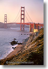 bridge, california, cliffs, golden gate, golden gate bridge, national landmarks, san francisco, vertical, west coast, western usa, photograph